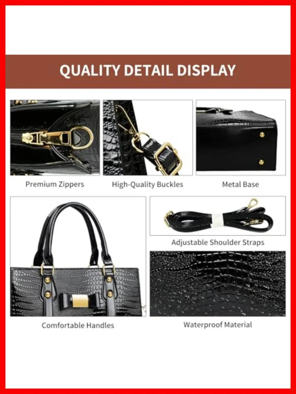 PU Leather Satchel Tote Handbag with Wallet, Top Handle Shoulder Bag